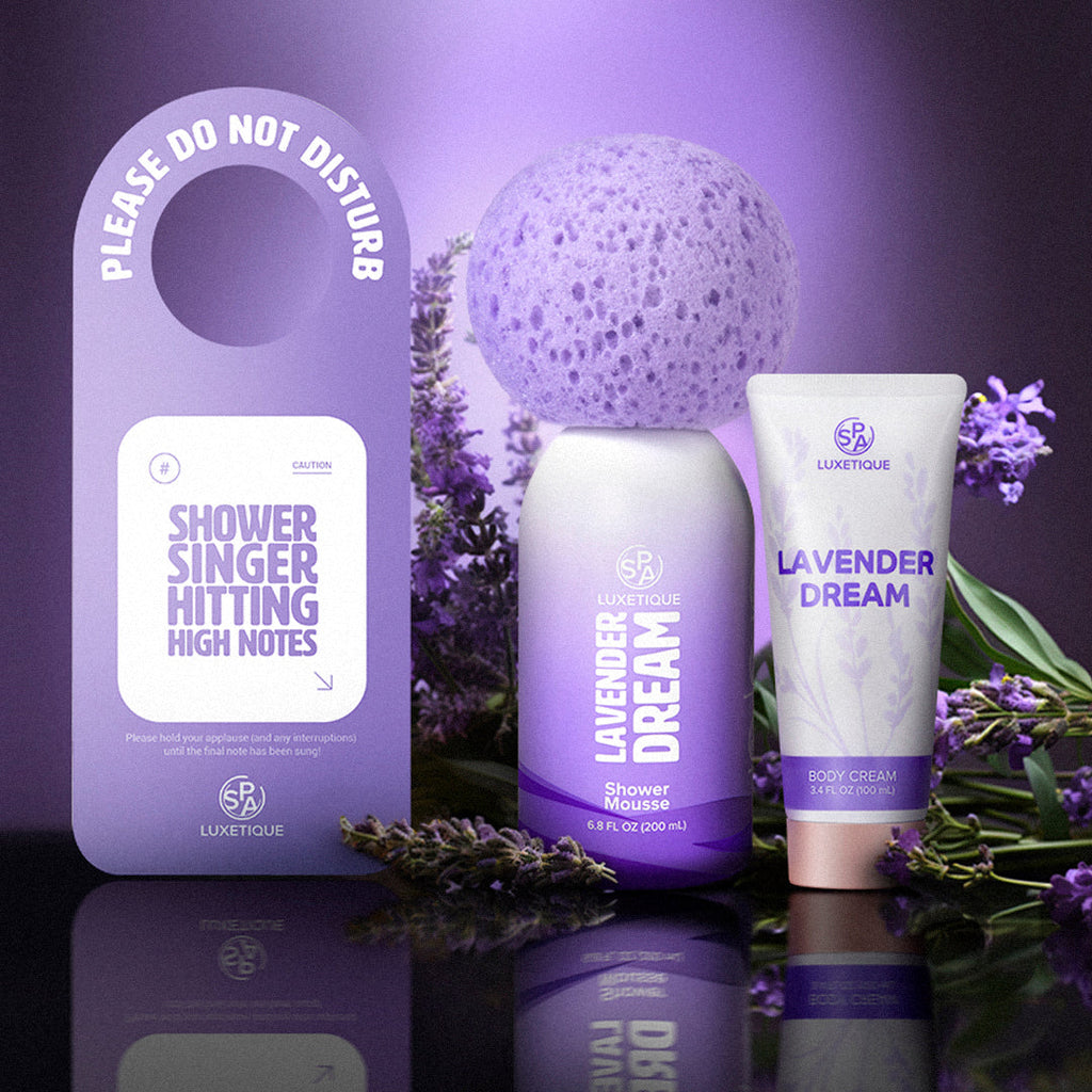 Lavender Lavender Lavender Dream Shower Set Shower Mousse Body Cream Lavender Shower Sets Shower Mousse Body Cream Body Shower Sponge
