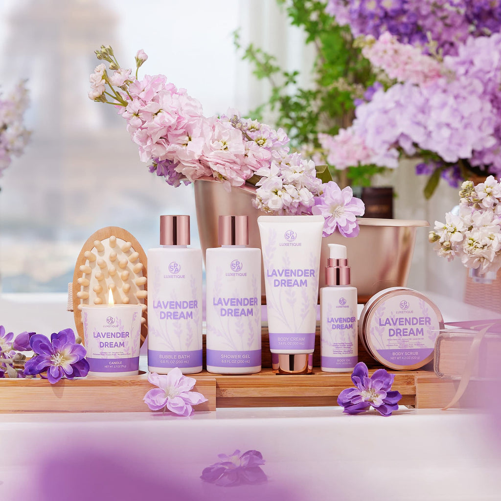 8pcs Gifts Lavender Dream Gift Set Lavender Dream Gift Set Self-care Gift For Mom Love Birthday. Natural ingredients such as Lavender oil and Aloe will calm and relieve your skin. A perfect gift for yourself or used as a warm greeting to the family and friends you care about.