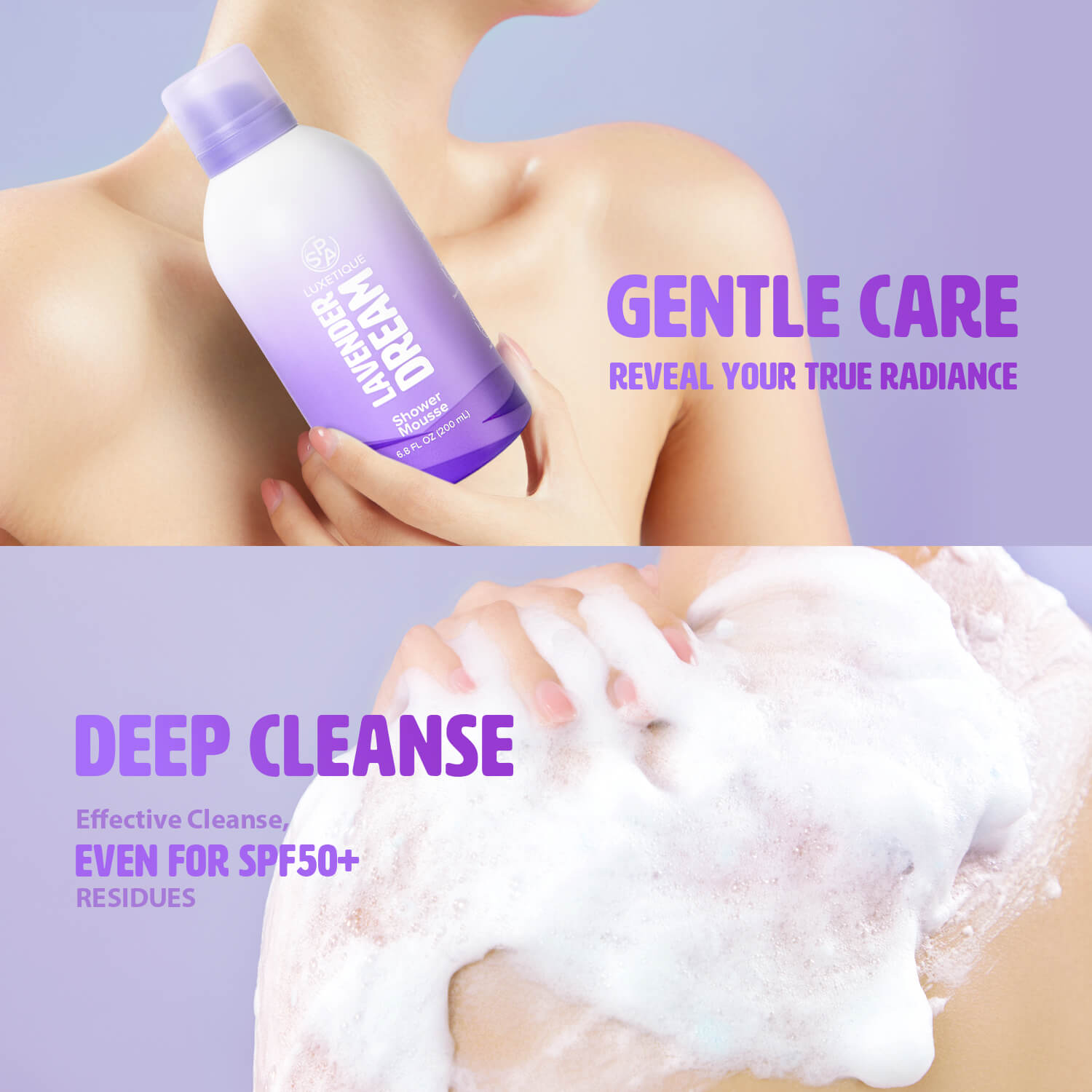 Gel-to-foam Shower Gel Lavender Shower Mousse Lavender Shower Mousse Gel to Foam Foaming Body Wash Shower Gel