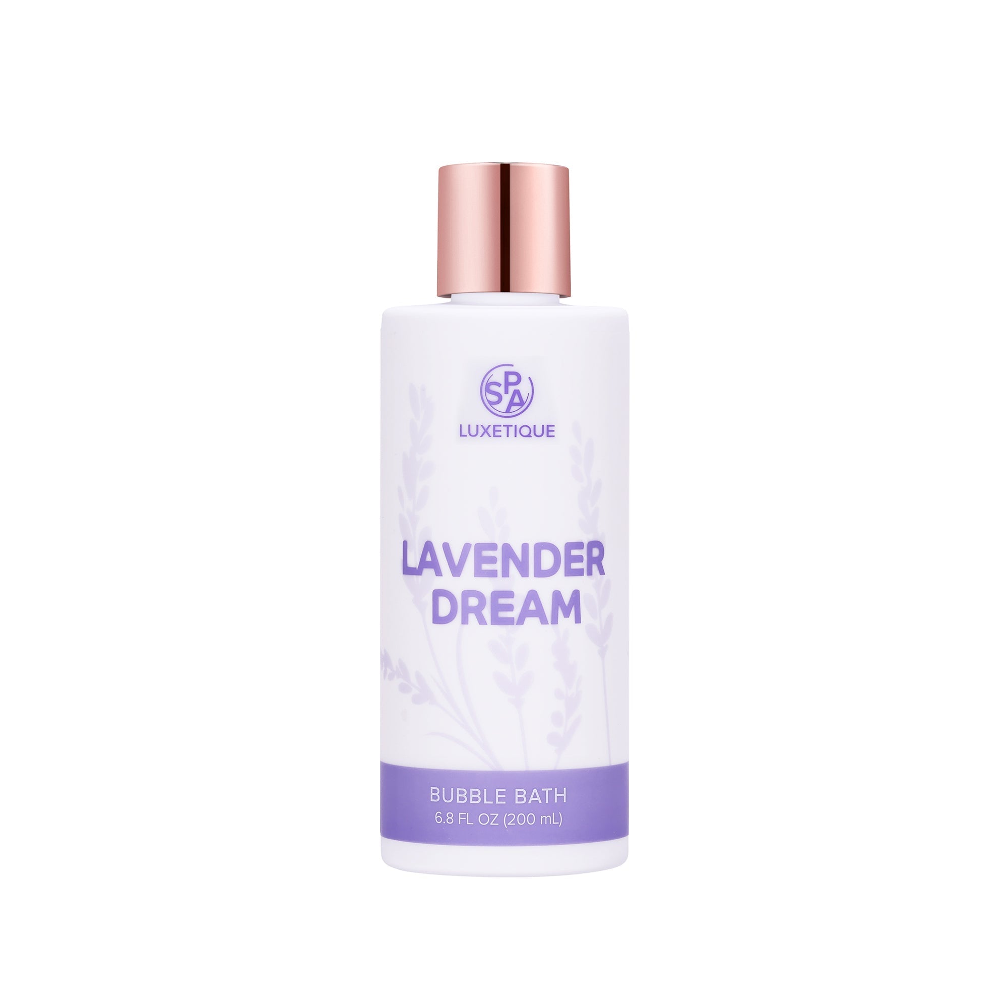 SPA Luxetique Lavender Dream Bubble Bath. Enriched with natural lavender essence, this bubble bath is crafted to enhance your self-care routine. Our carefully curated natural ingredients ensure your skin is nourished while providing a serene and calming aroma.
